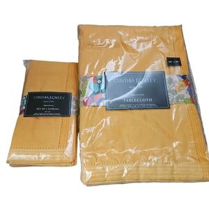 Cynthia Rowley Tablecloth and Napkins Set 60x90 Oblong Summer Spring Yellow New